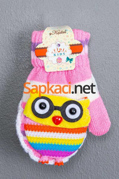 Maskotlu Açık Pembe Bebek Eldiven