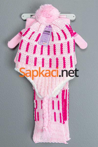 Dikey Çizgili Pembe Garson Takım