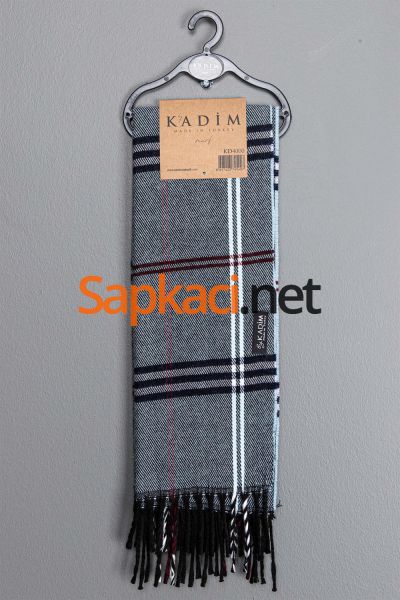 Füme Siyah Kareli Dokuma Atkı