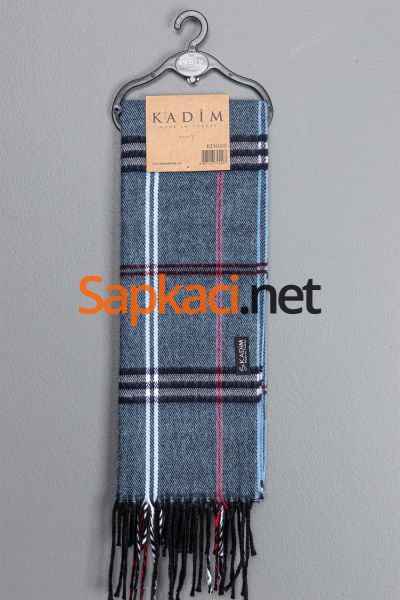 Gri Beyaz Kareli Dokuma Atkı