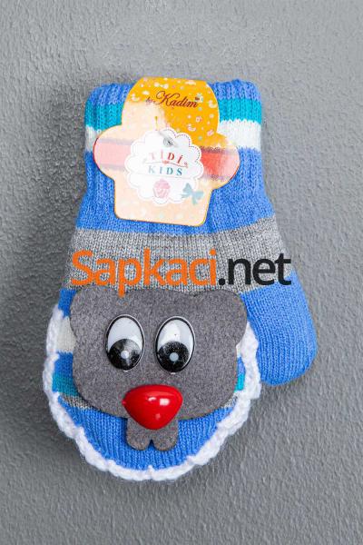 Maskotlu Mavi Erkek Bebek Eldiven