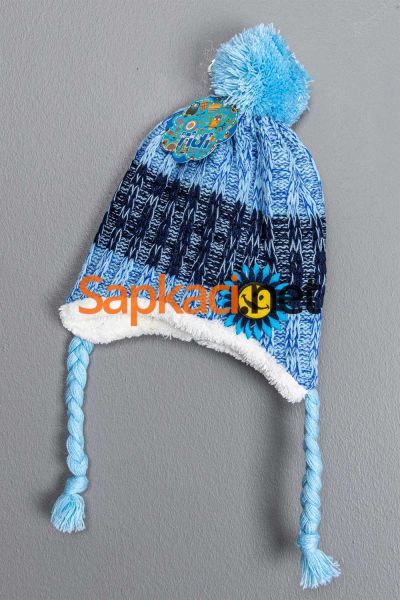 Örgü Desen Mavi Bebek Bere