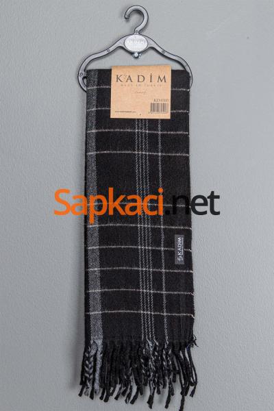 Siyah Gri Kareli Dokuma Atkı